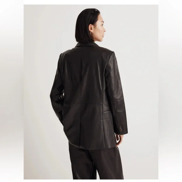 NWT Madewell The Bedford Oversized Blazer in Leather - True Black - Picture 3 of 8